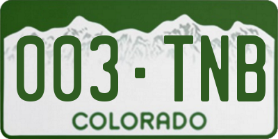 CO license plate 003TNB