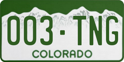 CO license plate 003TNG