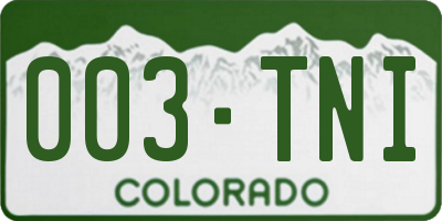 CO license plate 003TNI