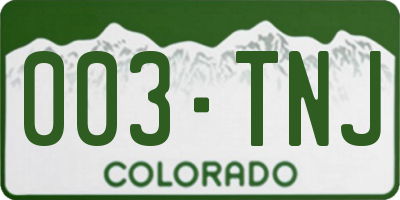 CO license plate 003TNJ