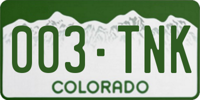 CO license plate 003TNK