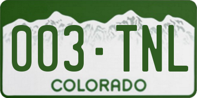 CO license plate 003TNL