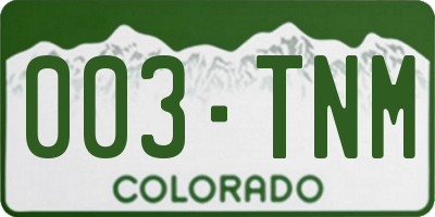 CO license plate 003TNM