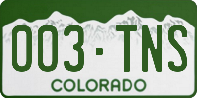 CO license plate 003TNS