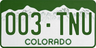 CO license plate 003TNU