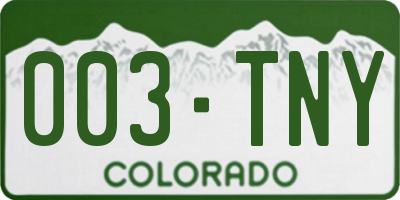 CO license plate 003TNY