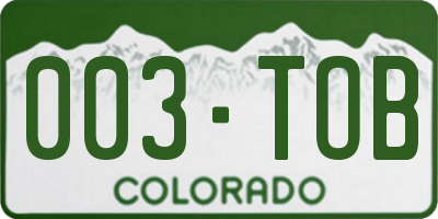 CO license plate 003TOB