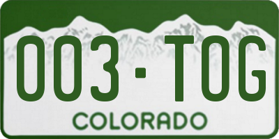 CO license plate 003TOG