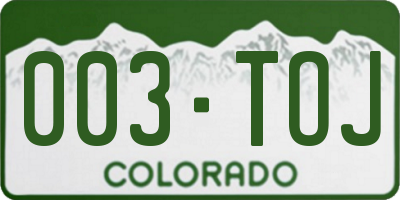 CO license plate 003TOJ