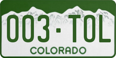 CO license plate 003TOL