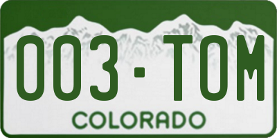 CO license plate 003TOM