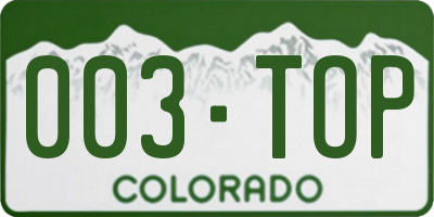 CO license plate 003TOP