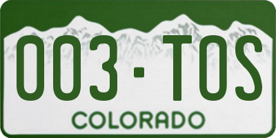 CO license plate 003TOS