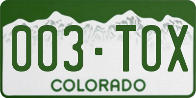 CO license plate 003TOX