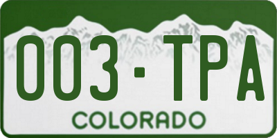 CO license plate 003TPA