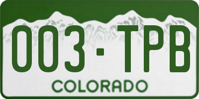 CO license plate 003TPB