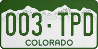 CO license plate 003TPD