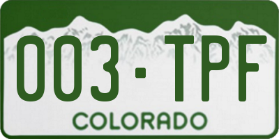 CO license plate 003TPF