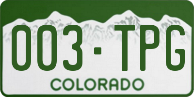 CO license plate 003TPG