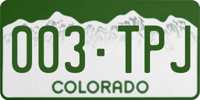 CO license plate 003TPJ