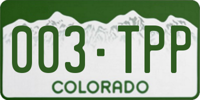 CO license plate 003TPP