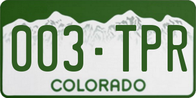 CO license plate 003TPR