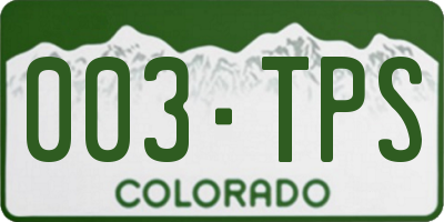 CO license plate 003TPS