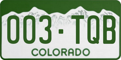 CO license plate 003TQB