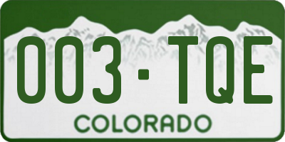 CO license plate 003TQE