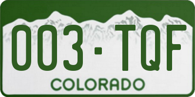 CO license plate 003TQF