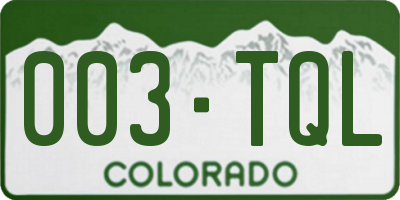 CO license plate 003TQL