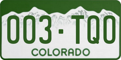 CO license plate 003TQO