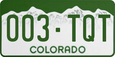 CO license plate 003TQT