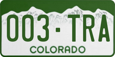 CO license plate 003TRA