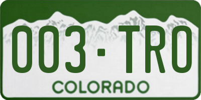 CO license plate 003TRO