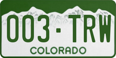 CO license plate 003TRW