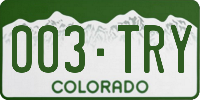 CO license plate 003TRY