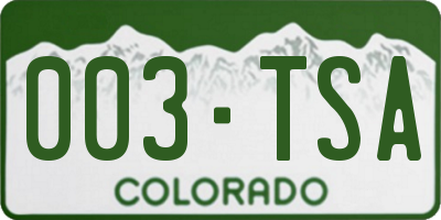 CO license plate 003TSA