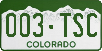 CO license plate 003TSC