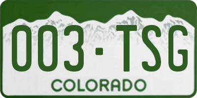CO license plate 003TSG