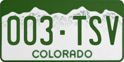 CO license plate 003TSV