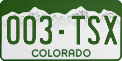 CO license plate 003TSX