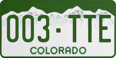 CO license plate 003TTE