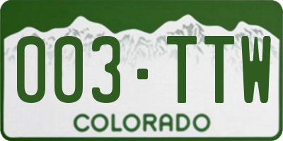 CO license plate 003TTW