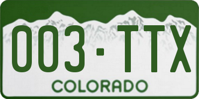 CO license plate 003TTX