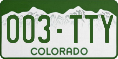 CO license plate 003TTY