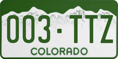 CO license plate 003TTZ