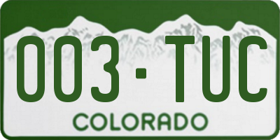 CO license plate 003TUC