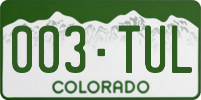 CO license plate 003TUL