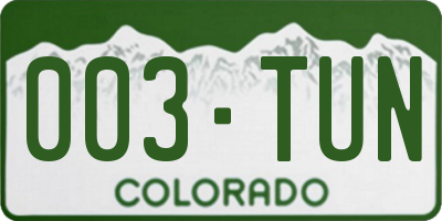 CO license plate 003TUN